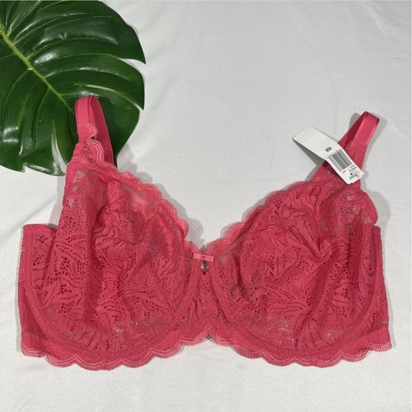 NWT Paramour‎ [ 40H ] Peridot Unlined Lace Bra in Honeysuckle Pink - Picture 3 of 16